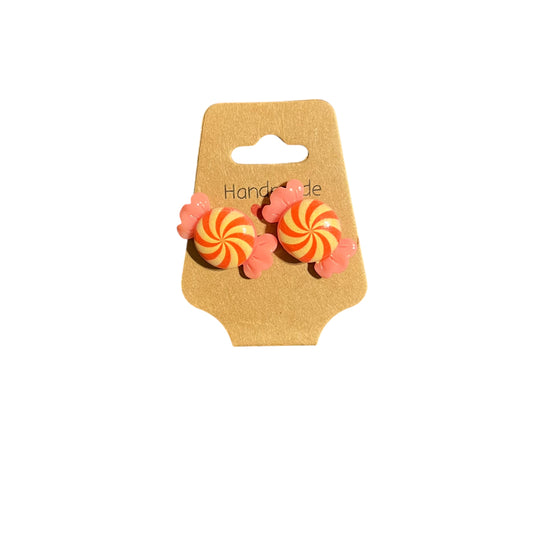 JenDore Handmade Coral Yellow Candy Swirl Stud Earrings
