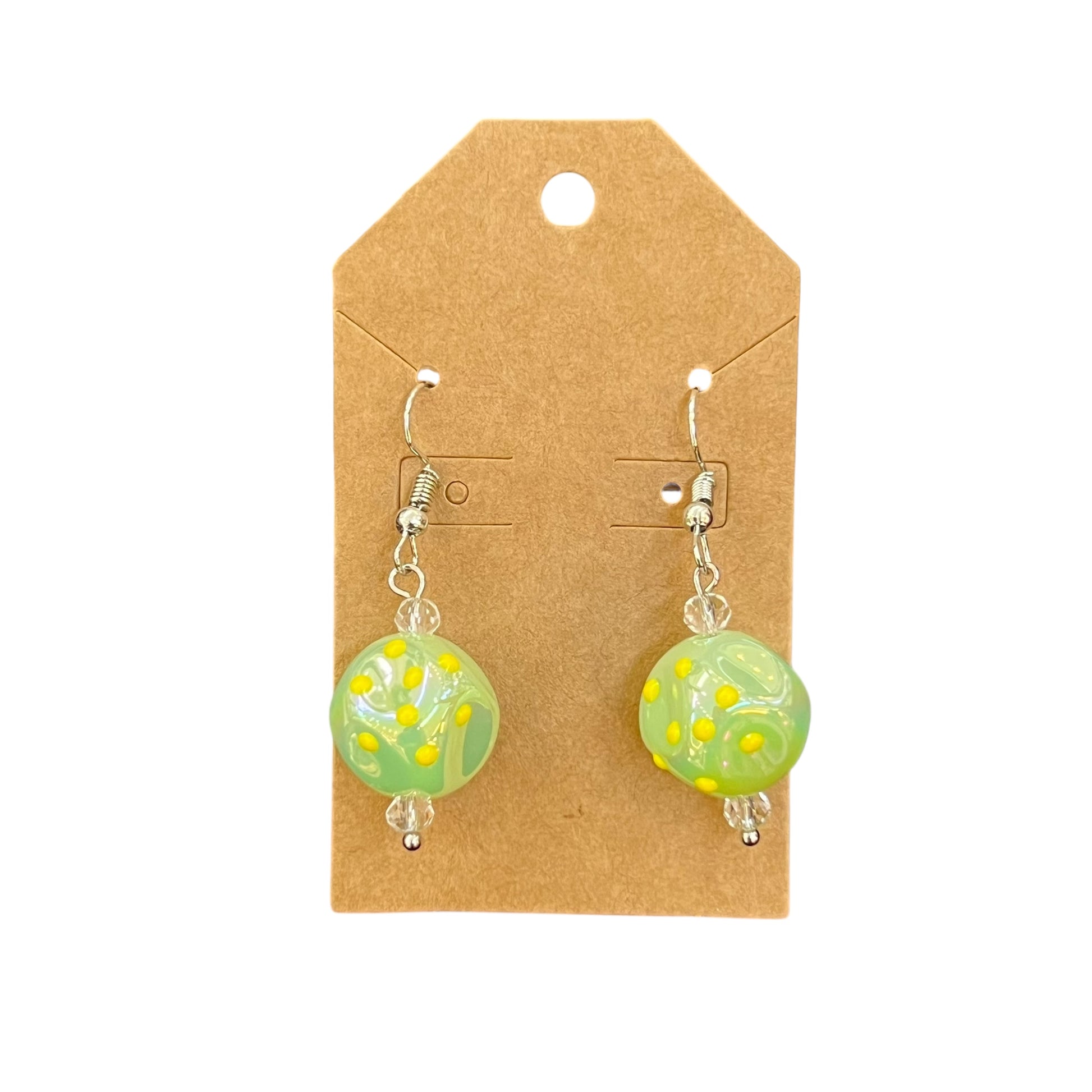 JenDore Handmade Lime Green Yellow Dot Earrings