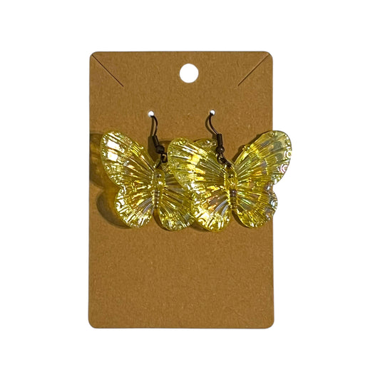 JenDore Handmade Yellow Iridescent Butterfly Dangle Earrings