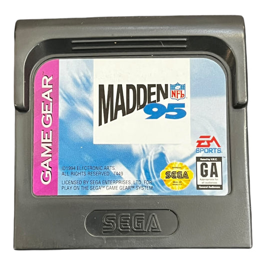 Sega Game Gear game cartridge for 'Madden 95' on a white background