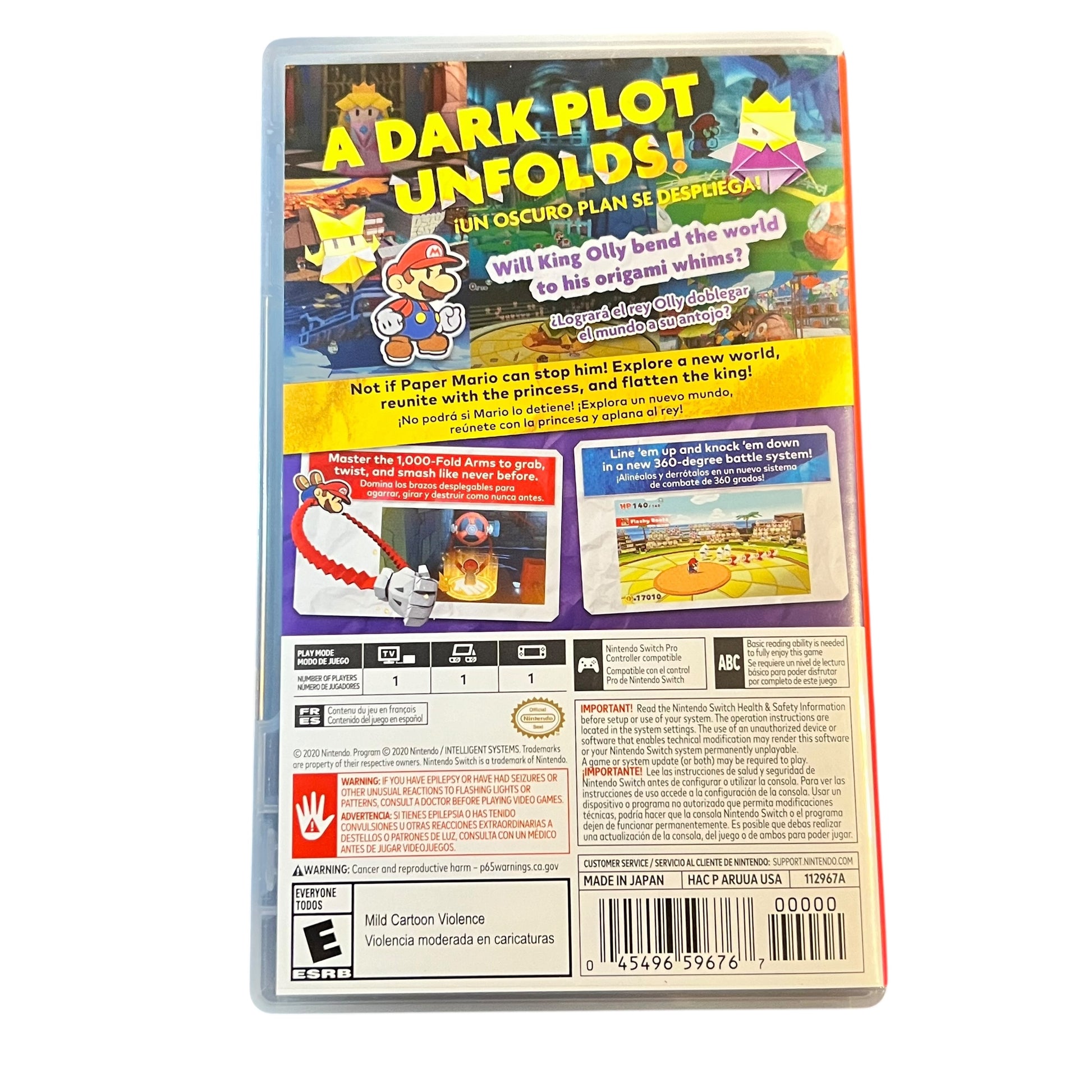 Used Paper Mario The Origami King Nintendo Switch game with original case, preowned and tested, available from JenDore in Norfolk, VA.