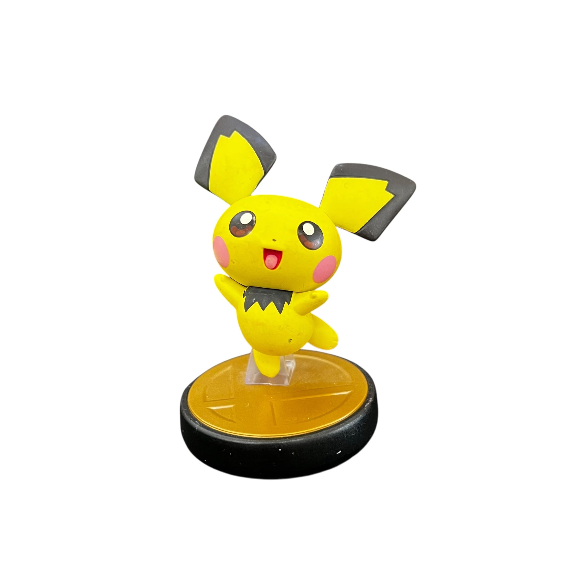 Preowned Pichu Nintendo amiibo figure with working NFC, tested and photographed by JenDore.
