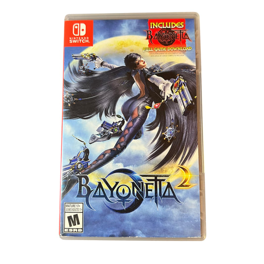 Used Bayonetta 2 Nintendo Switch game with original case, preowned and tested, available from JenDore in Norfolk, VA.