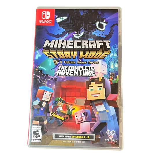 Used Minecraft Story Mode: The Complete Adventure Nintendo Switch game with original case, preowned and tested, available from JenDore in Norfolk, VA.