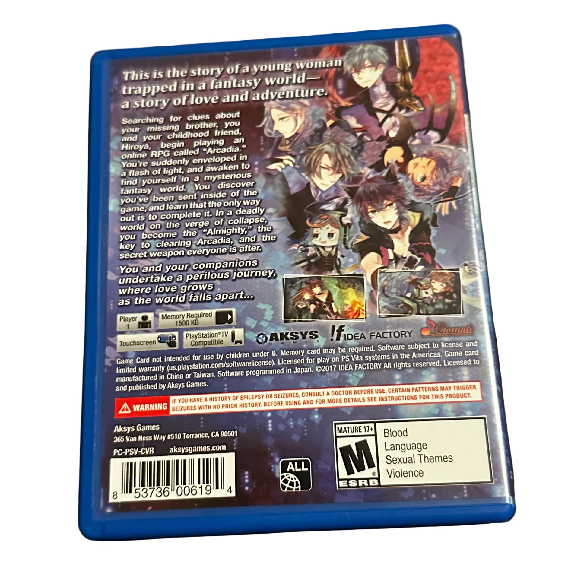 Used Period Cube Shackles of Amadeus PlayStation PS Vita video game with case, preowned and authentic at JenDore