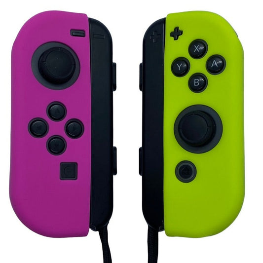 Jendore Coque de protection en silicone rose fuchsia et jaune fluo pour Nintendo Switch Joy-con 