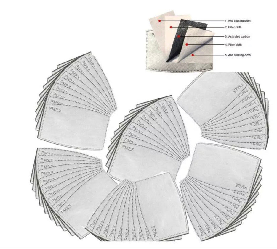JENDORE Adult 5 Layers Activated Carbon Face Breathing Insert Filters