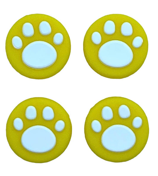 JenDore Yellow & White 4Pcs Paw Silicone Thumb Grip Caps for Nintendo Switch