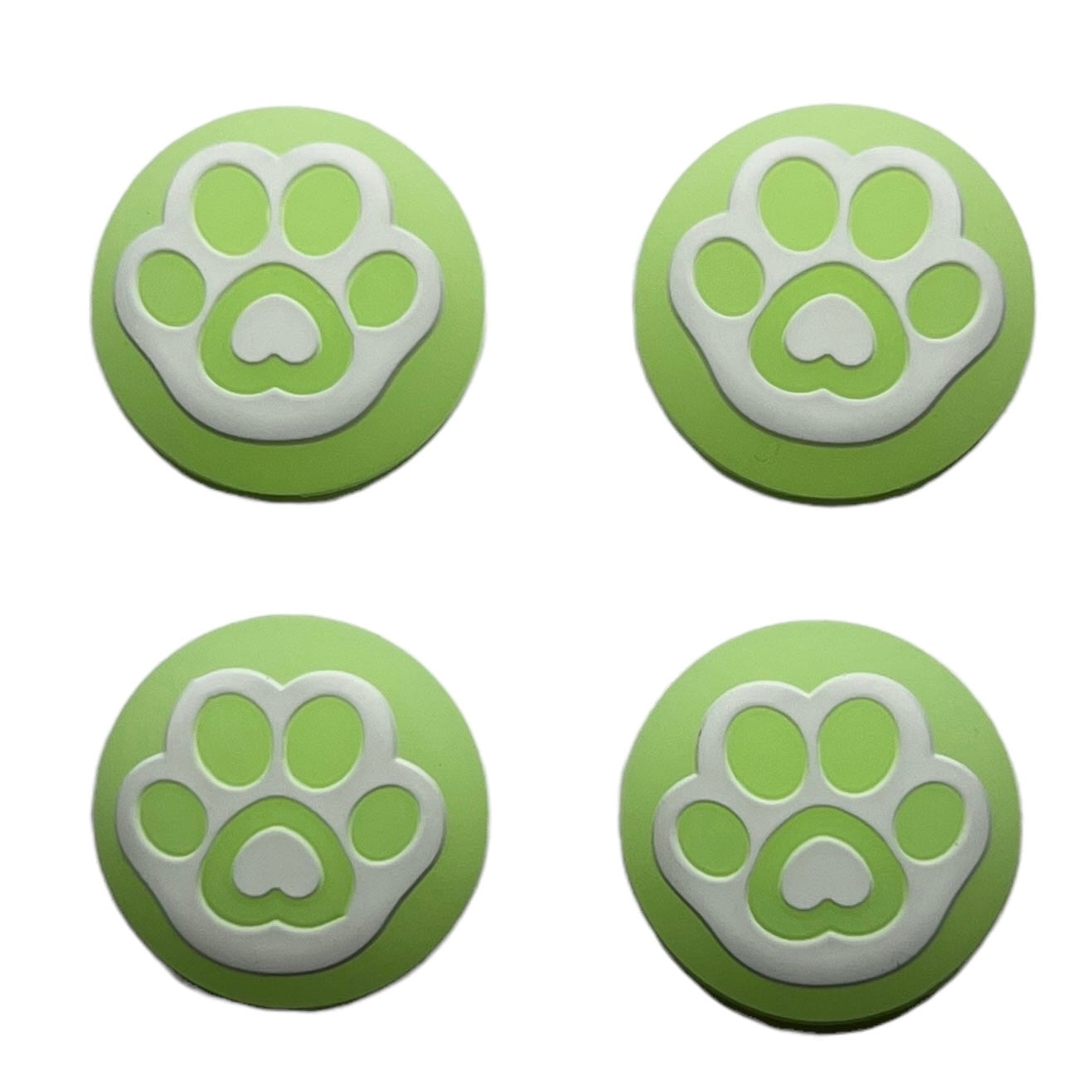 JenDore Patas Verdes y Blancas que Brillan en la Oscuridad, 4 Tapas de Silicona para Agarre del Pulgar para Nintendo Switch Pro, PS5, PS4 y Controlador Xbox 360