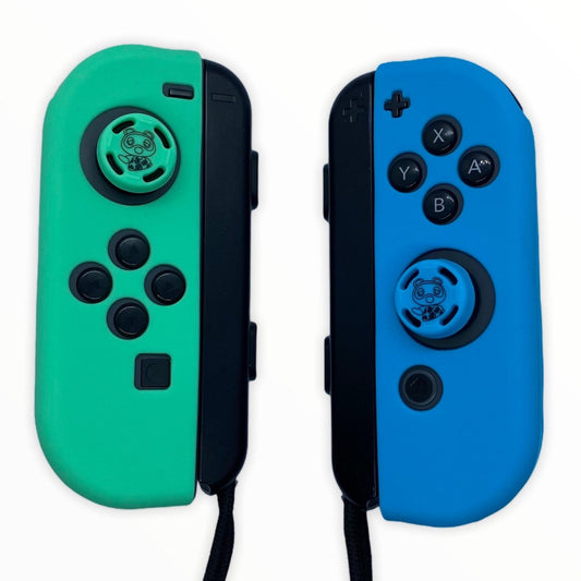 JenDore Azul Verde #2 Silicona Nintendo Switch Joy-con Fundas protectoras y empuñaduras para pulgar