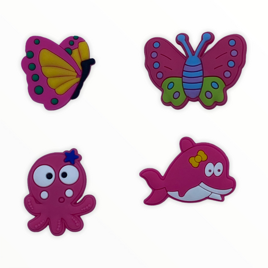 JENDORE PAPILLONS ROSE BALEINE POULPE CHARMS DE CHAUSSURES POUR SABOTS OU BRACELET