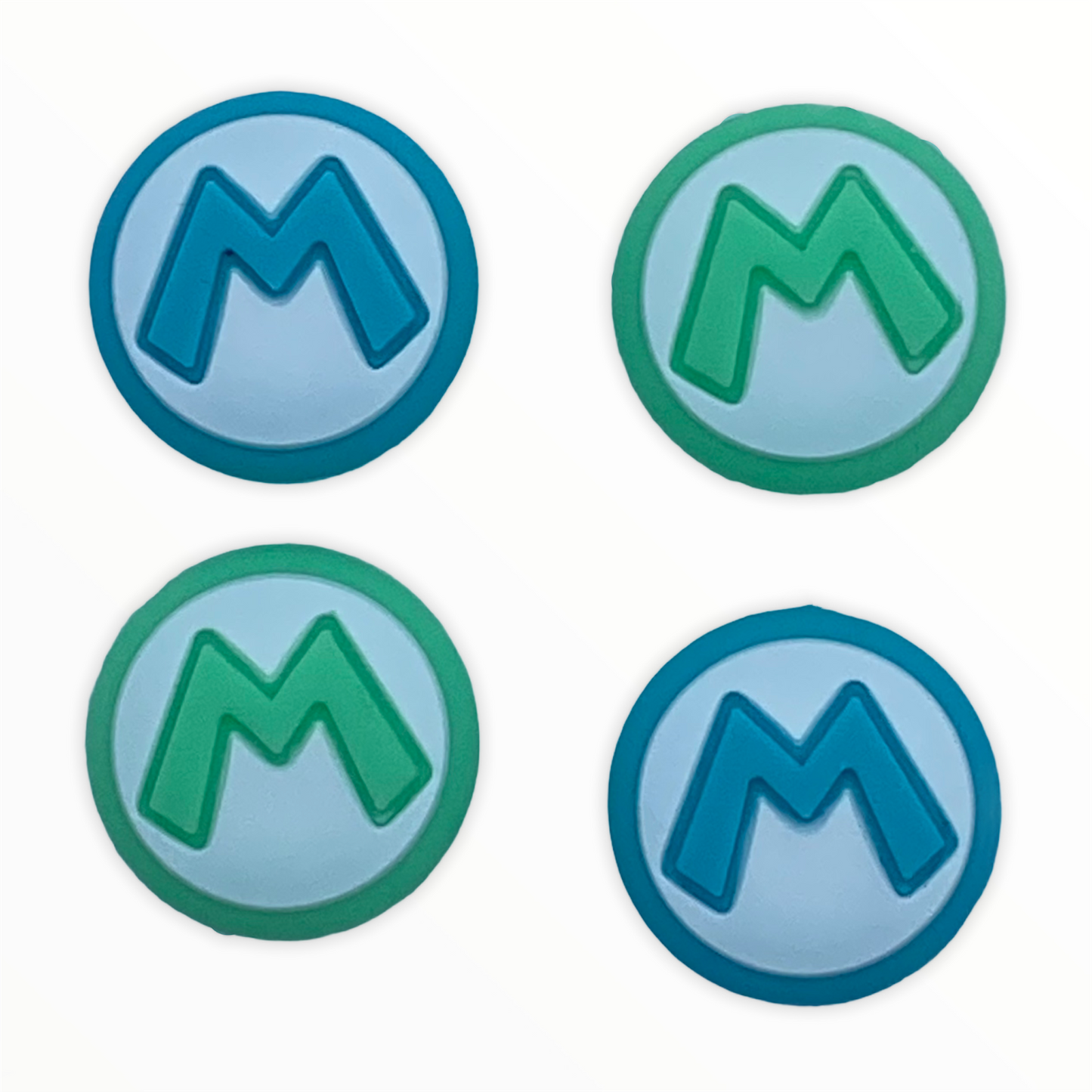 JenDore Green & Blue Letter M 4Pcs Silicone Thumb Grip Caps for Nintendo Switch