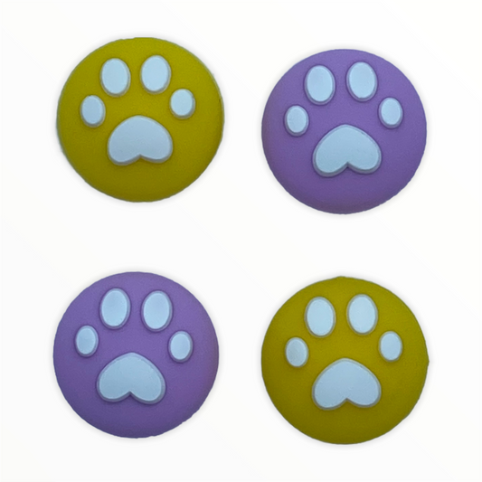 JenDore - 4 tapas de silicona para agarre de pulgar, color morado y amarillo, para Nintendo Switch