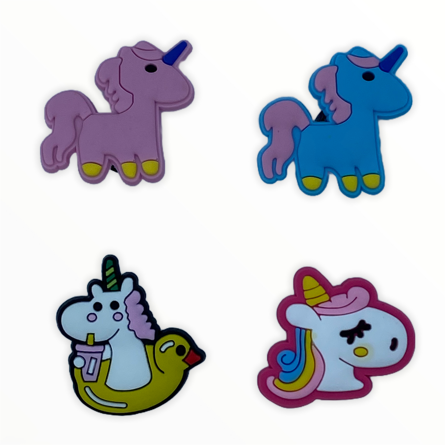 JENDORE 4 pcs Lot Multi Unicorn Shoe Charms for Bracelets or Clogs