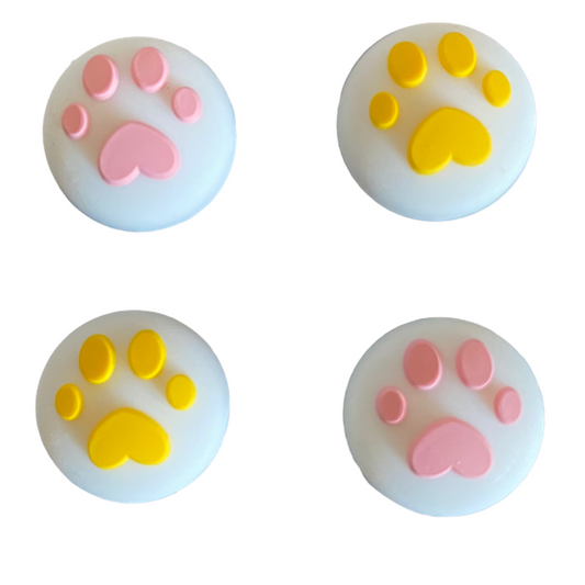 Jendore Pink Yellow Paw 4Pcs Capuchons de poignée en silicone pour Nintendo Switch