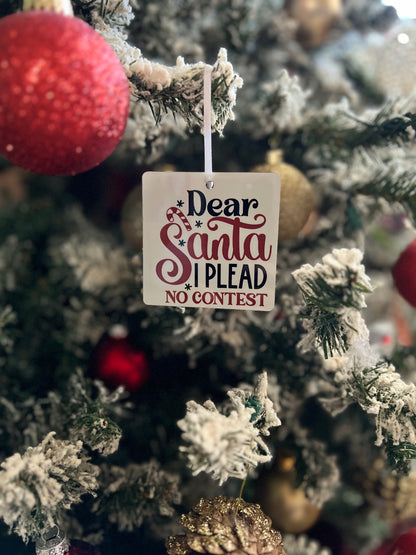 JenDore Ornement de Noël en bois fait à la main « Cher Père Noël, je plaide sans concours » 