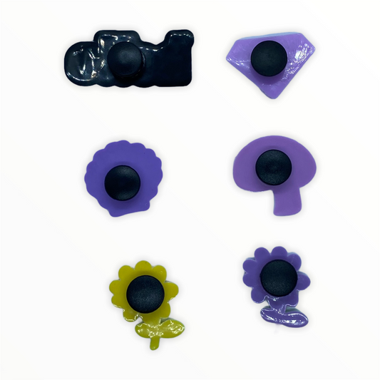 JENDORE 6 pcs Lot Hello Purple Charms de chaussures pour bracelets ou sabots 