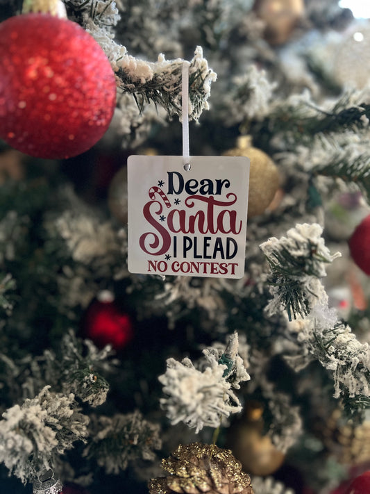 JenDore Ornement de Noël en bois fait à la main « Cher Père Noël, je plaide sans concours » 