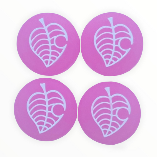 JenDore Pink Leaf 4Pcs Silicone Thumb Grip Caps for Nintendo Switch