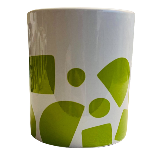 JenDore Vert Blanc Géométrique 12 oz. Tasse à café et à thé