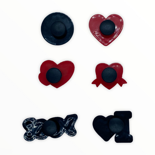 JENDORE 6 pcs Lot I Love Myself Hearts Charms de chaussures pour bracelets ou sabots 