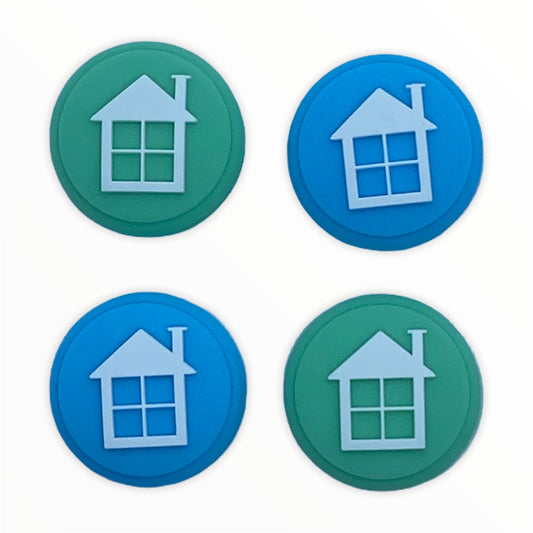 Jendore Blue Green House 4Pcs Capuchons de poignée en silicone pour Nintendo Switch