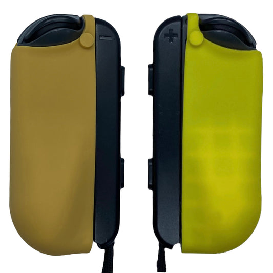 Jendore Coque de protection en silicone pour Nintendo Switch Joy-con jaune et marron clair avec poignées pour pouce de dessin animé