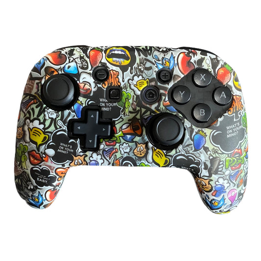 JenDore comic silicone anti-slip grip cover compatible with Nintendo Switch Pro Controller. Features a smooth textured surface for enhanced gaming control and protection.
